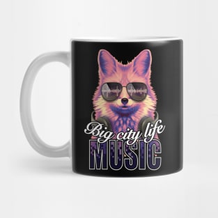 Big city life music fox DJ sunglasses digital pixel design Mug